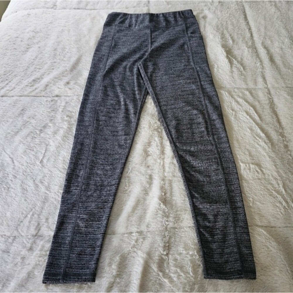 Champion Youth L (10-12) Elastic Waist Stretchy Activewear Leggings Black/White